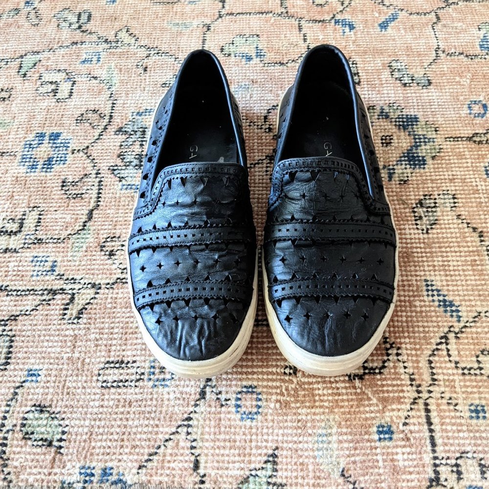 VIA SPIGA Italian Leather Cut Out Loafers EU 38 US 8